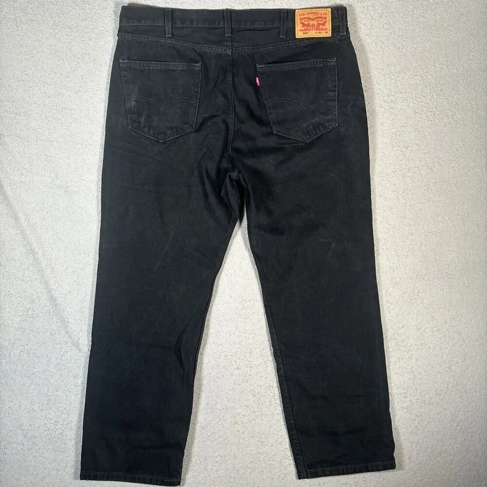 Levi's 550 Jeans Relaxed Fit Men's Size 40x30 Black EUC Grunge Wide‎ Leg Y2K